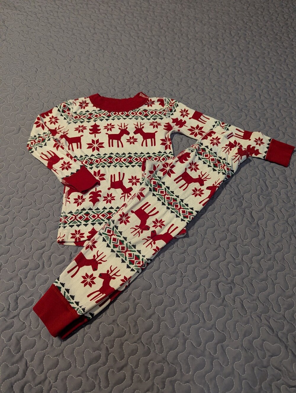 Hanna Andersson Boys Christmas Pajama Set Size 3T Red Green Reindeer